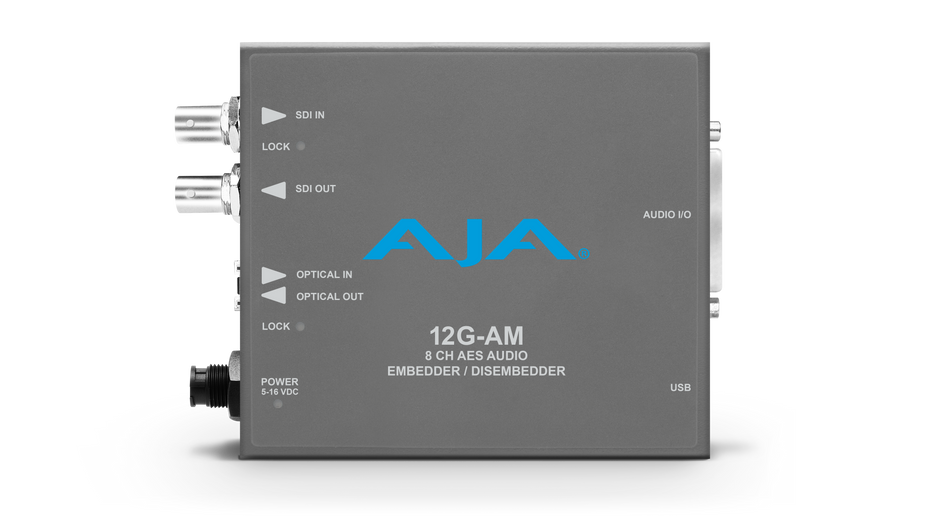 AJA 12G-AM 8-Channel 12G-SDI AES audio Embedder/Disembedder with Fiber Options, 8 XLR