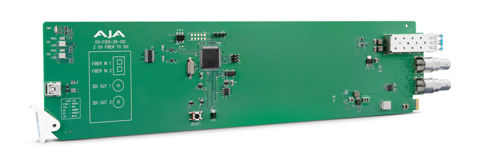 AJA OG-FIDO-2R 2-Channel Single Mode LC Fiber to 3G-SDI Receiver, DashBoard Support