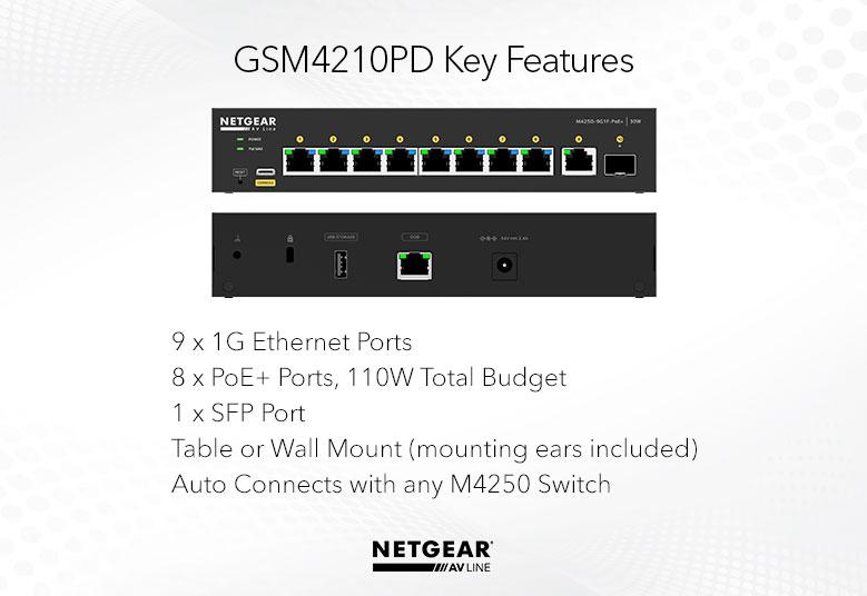 NETGEAR 10PT M4250-9G1F-POE+ MANAGED SWITCH