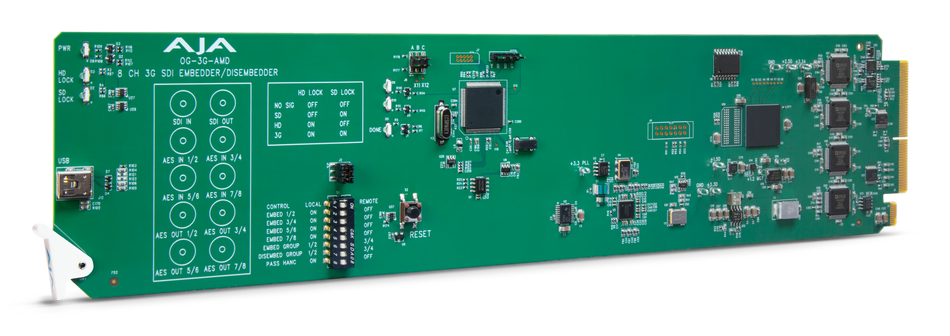 AJA OG-3G-AMD 3G-SDI 8-Channel 24-bit AES Embedder/Disembedder, DashBoard Support